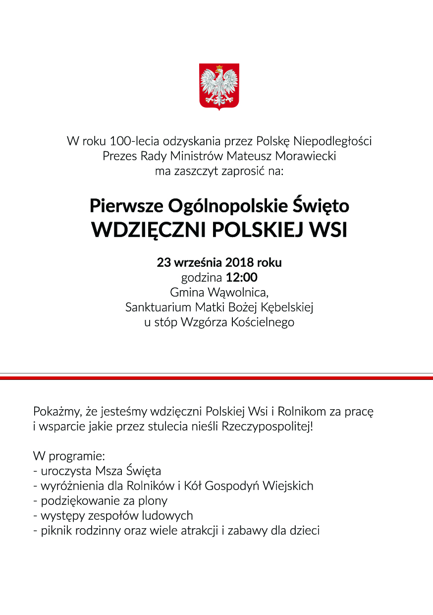 Pierwsze Ogólnopolskie Święto WDZIĘCZNI POLSKIEJ WSI